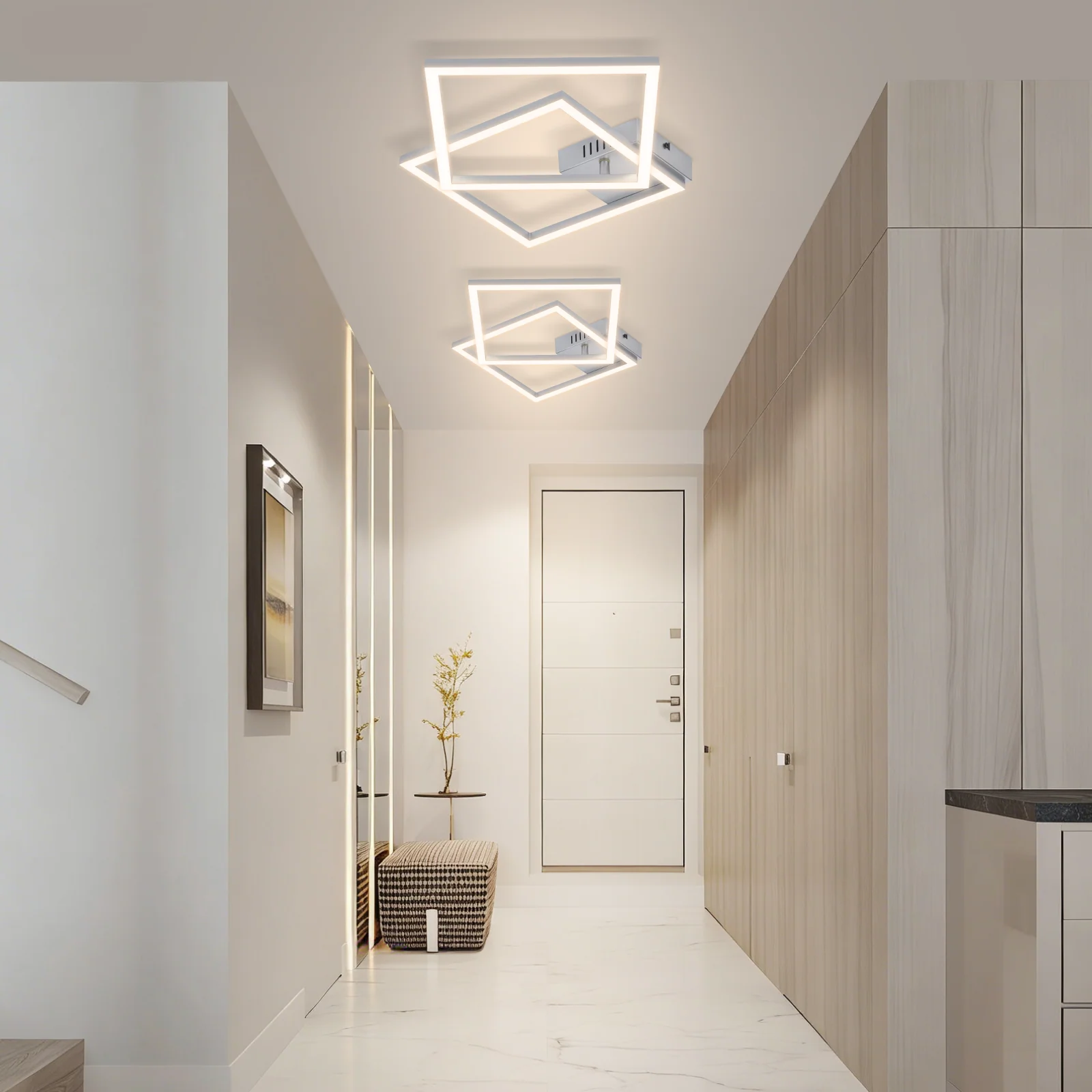 ZMH LED Deckenleuchte 24W Silber Neutralweiß Drehbar Modern Design Eckig Wohnzimmerlampe Für Küche - Image 10