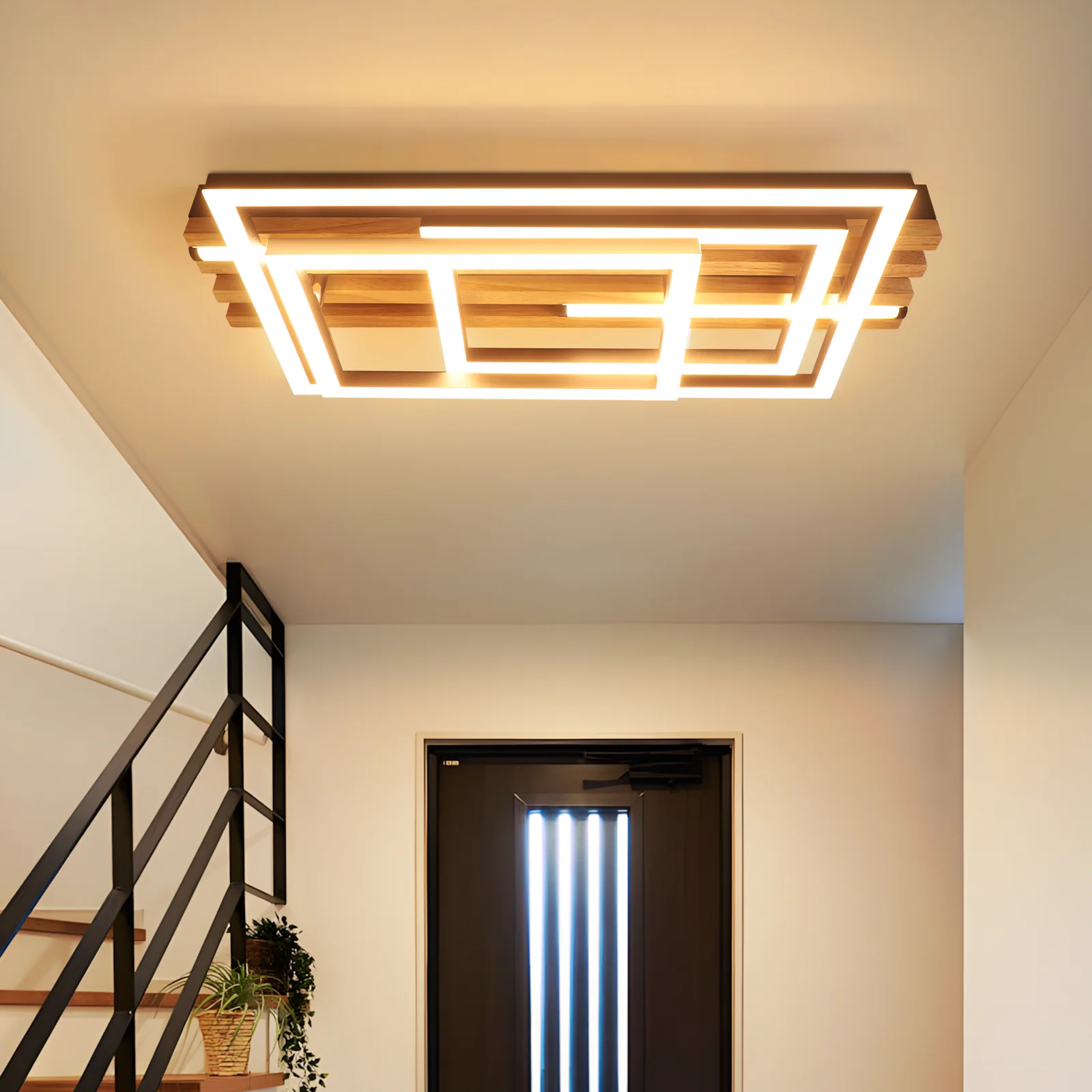 ZMH LED Deckenleuchte 41W Schwarz Modern Rechteckig Deckenlampe für Wohnzimmer Schlafzimmer Flur - Image 3