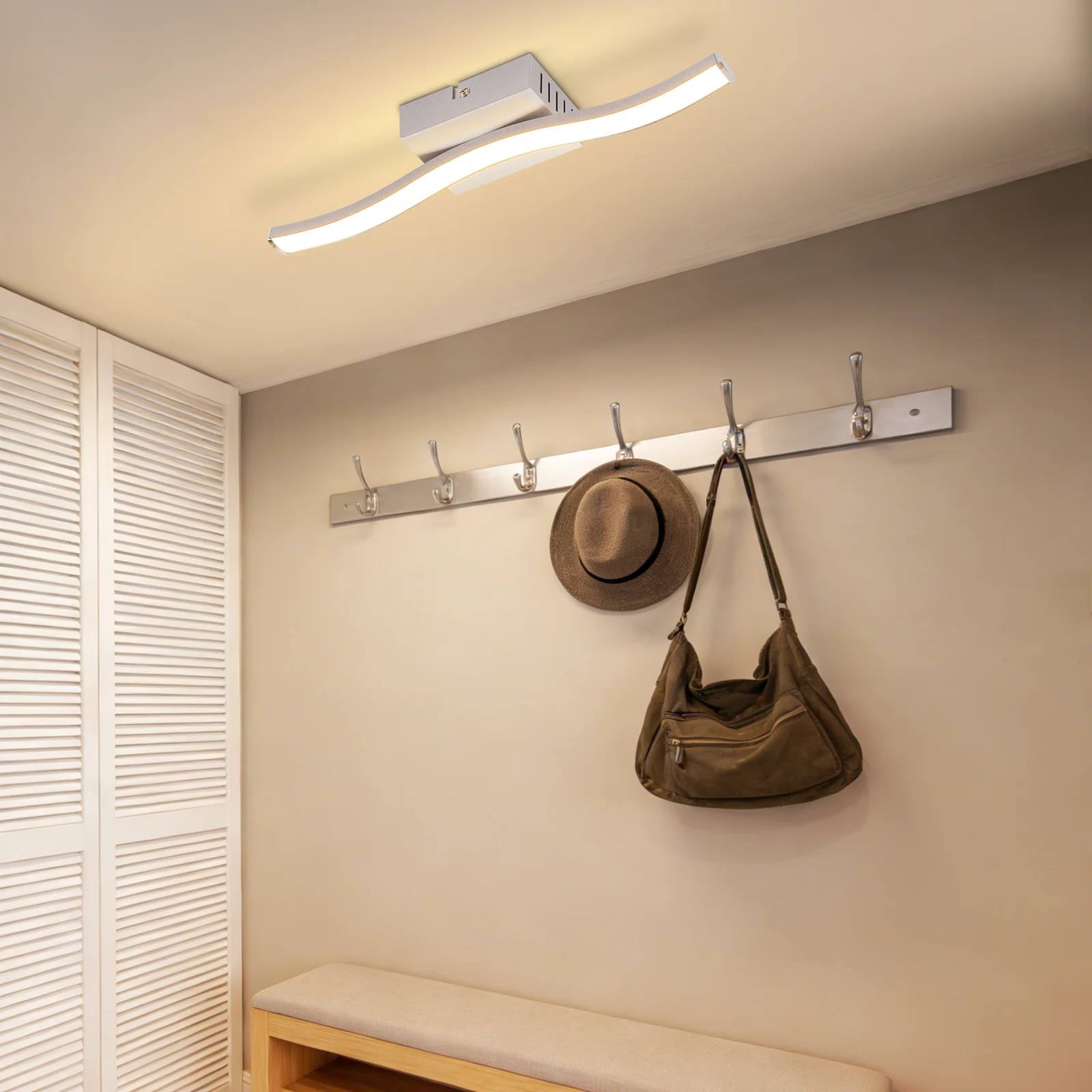 ZMH LED Deckenleuchte Modern Silber 6W 3000K Warmweiß Wellen Design Küchenlampe für Flur Wohnzimmer - Image 5