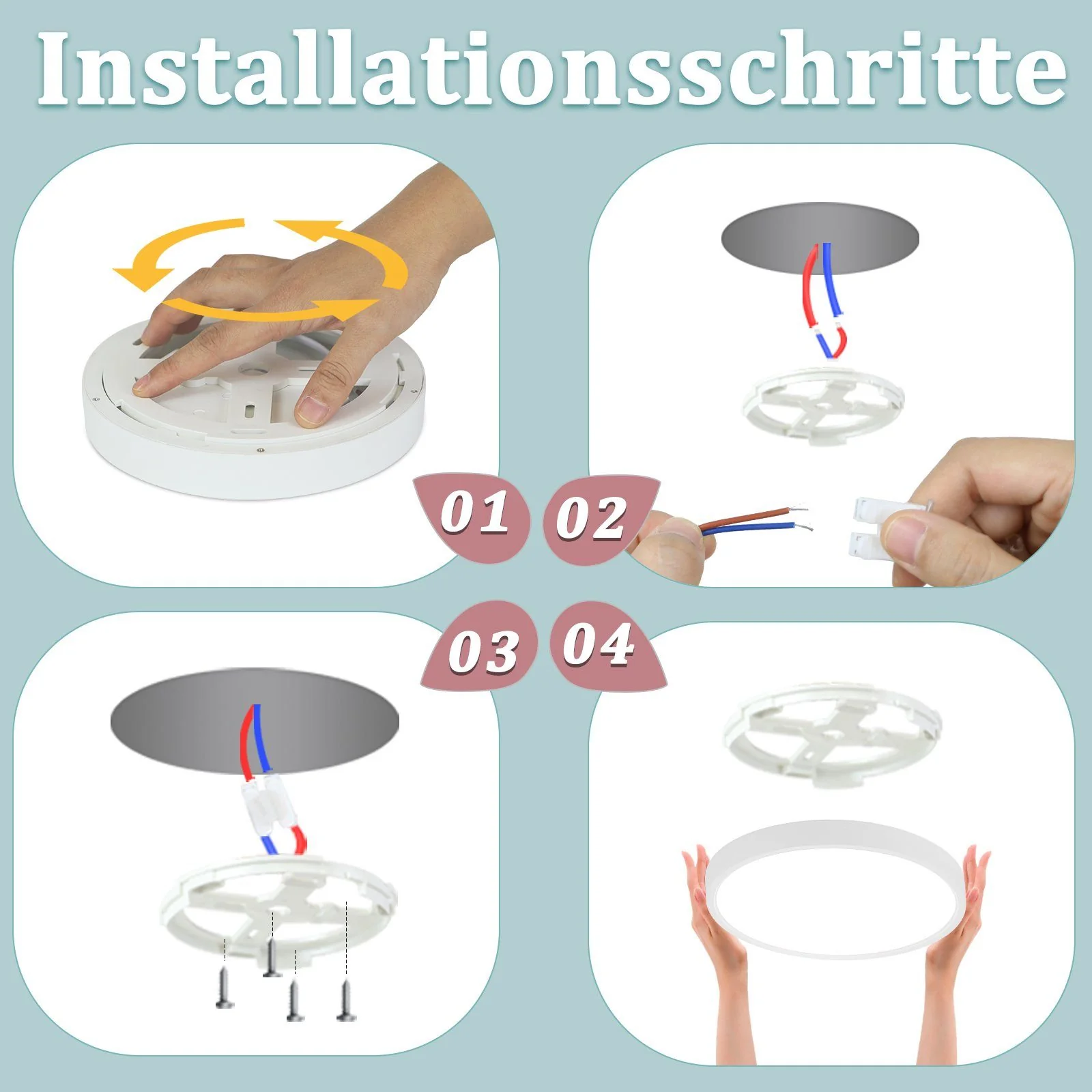 ZMH LED Deckenleuchte Schwarz Rund Deckenlampe 24W Flur Wohnzimmer Wohnung - Image 15