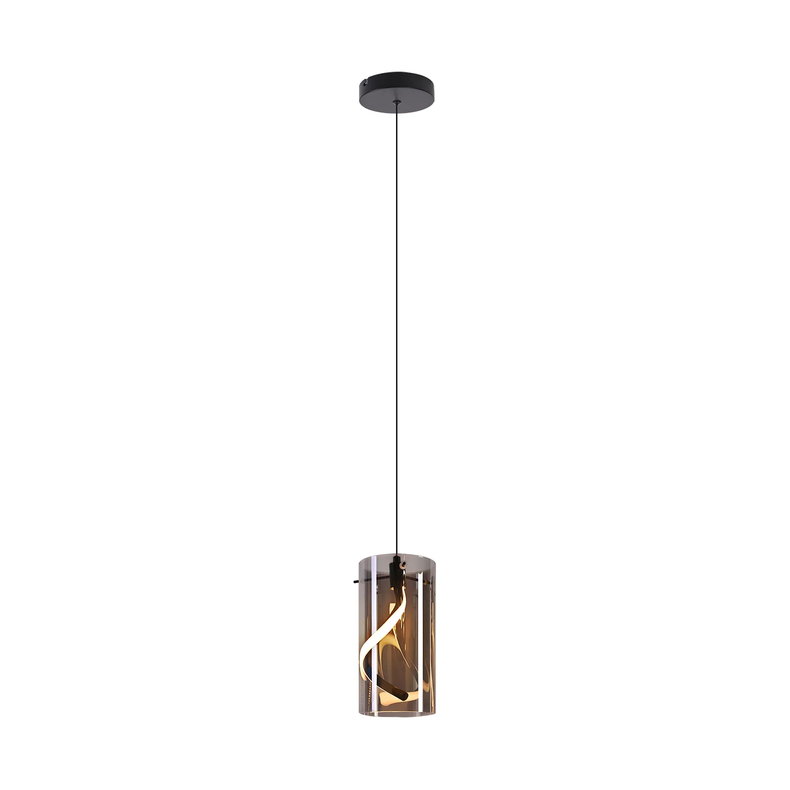 ZMH LED Pendelleuchte Vintage Glas 1 Flammig Rauchgrau Warmweiß Esstisch Hängelampe für Wohnzimmer