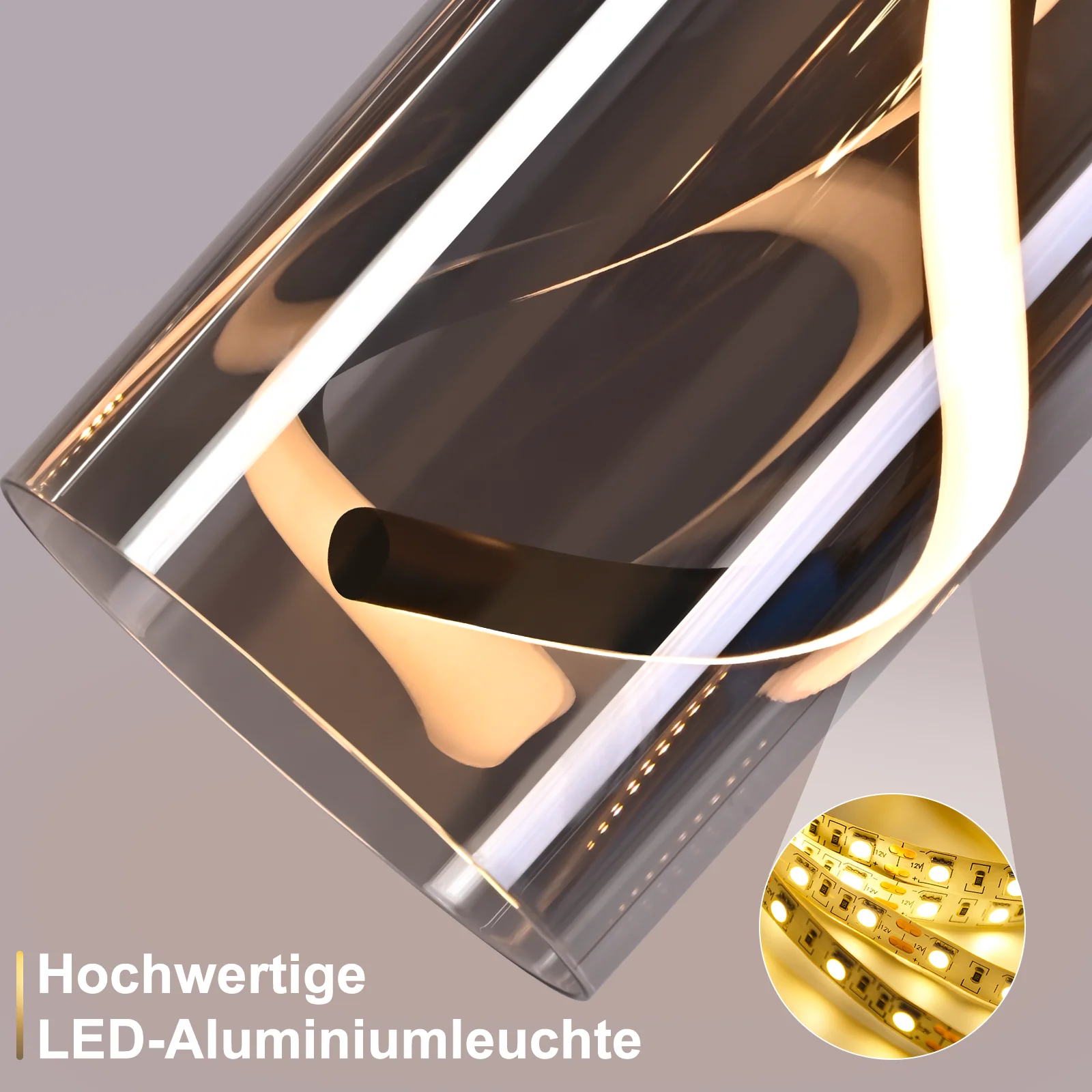 ZMH LED Pendelleuchte Vintage Glas 1 Flammig Rauchgrau Warmweiß Esstisch Hängelampe für Wohnzimmer - Image 8