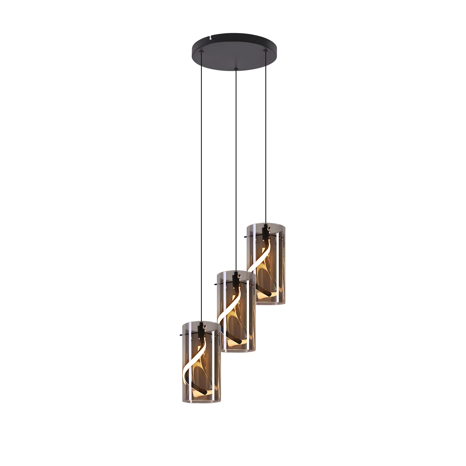 ZMH LED Pendelleuchte Vintage Glas 3 Flammig Rauchgrau Retro 3000K Esstisch Hängelampe für Esszimmer