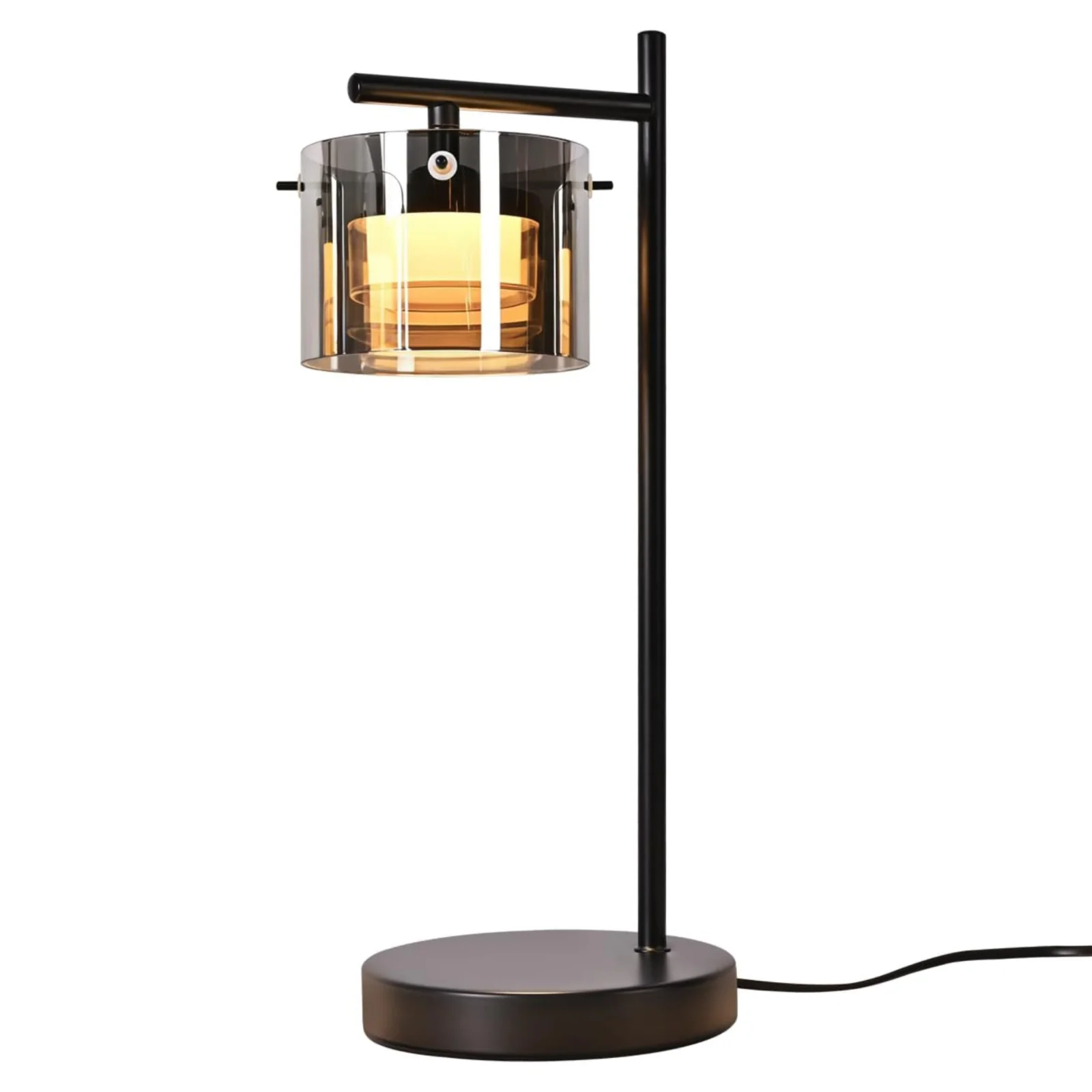 ZMH LED Tischlampe Rauchglas 8W Warmweiß Nachttischlampe für Wohnzimmer Schlafzimmer Büro
