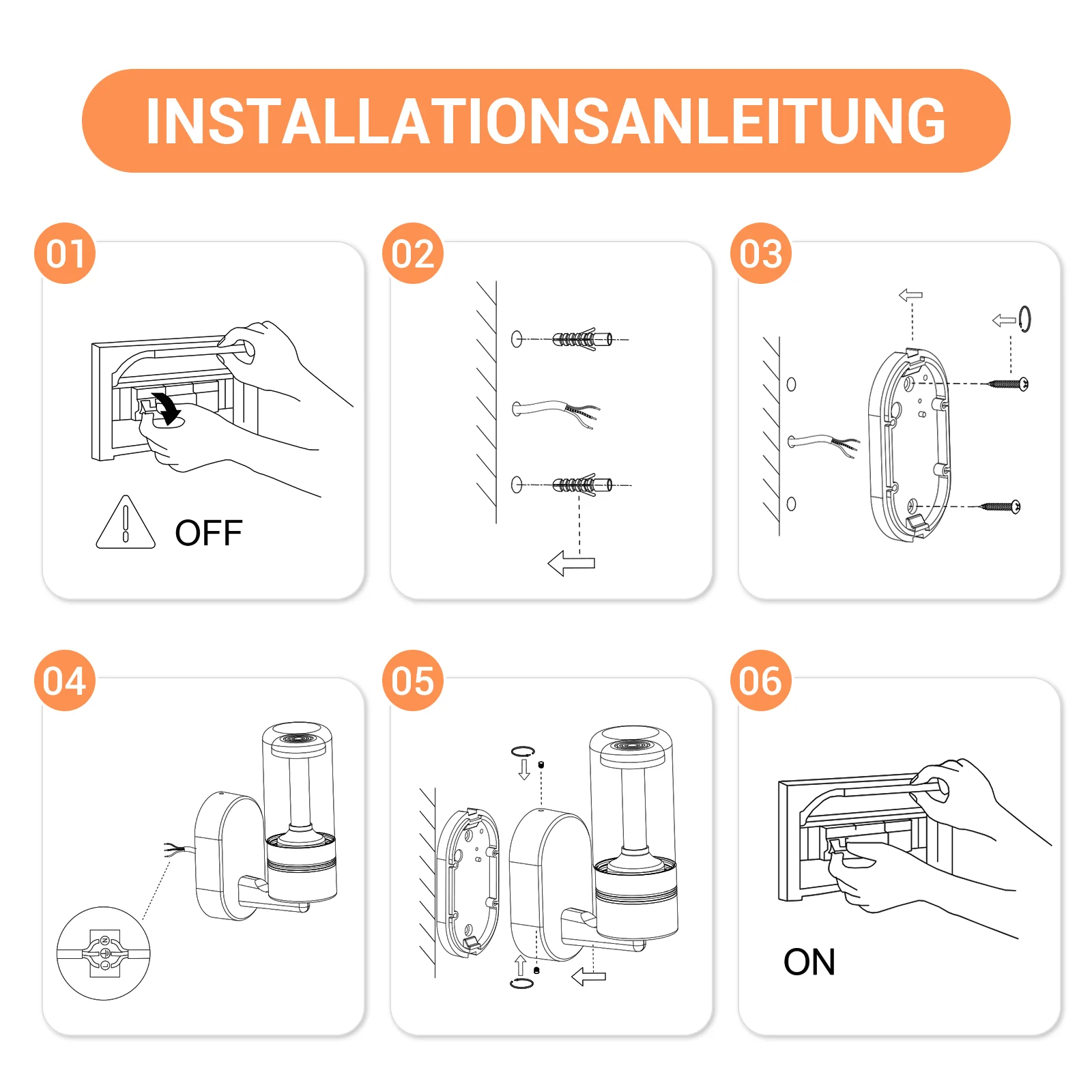 ZMH LED Wandleuchte Schwarz IP65 10W 3000K Außenwandleuchte Hauswand Terrasse Haus Treppenhaus Flur - Image 2