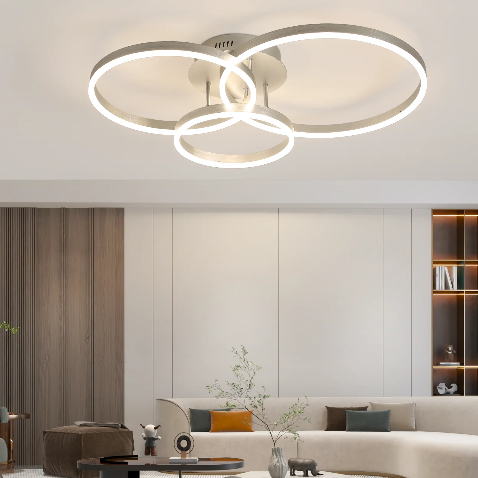 ZMH Modernes Design LED-Deckenleuchte - Ø82 cm - Dimmbar - Fernbedienung - Gold - 74W - Image 14