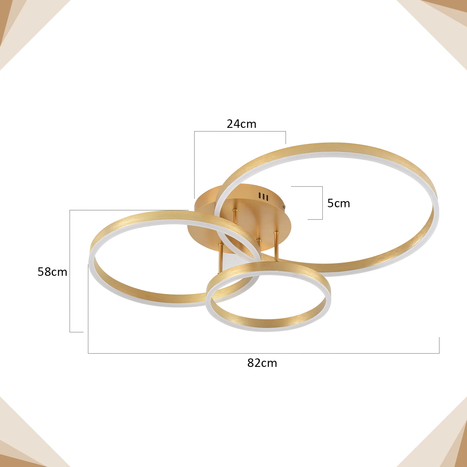 ZMH Modernes Design LED-Deckenleuchte - Ø82 cm - Dimmbar - Fernbedienung - Gold - 74W - Image 5