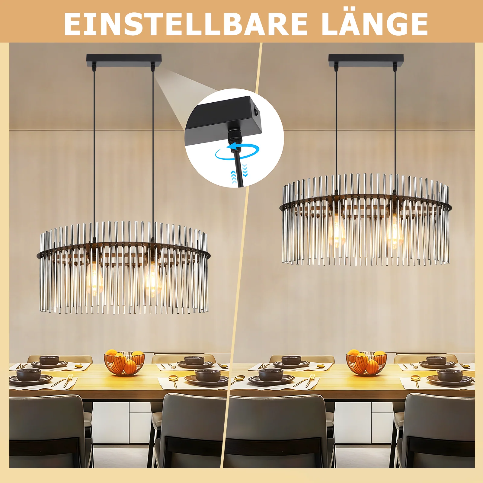 ZMH Pendelleuchte 2 flammig Rauchgrau Glas E27 Esstisch Hängelampe Für Innen Wohnzimmer - Image 21
