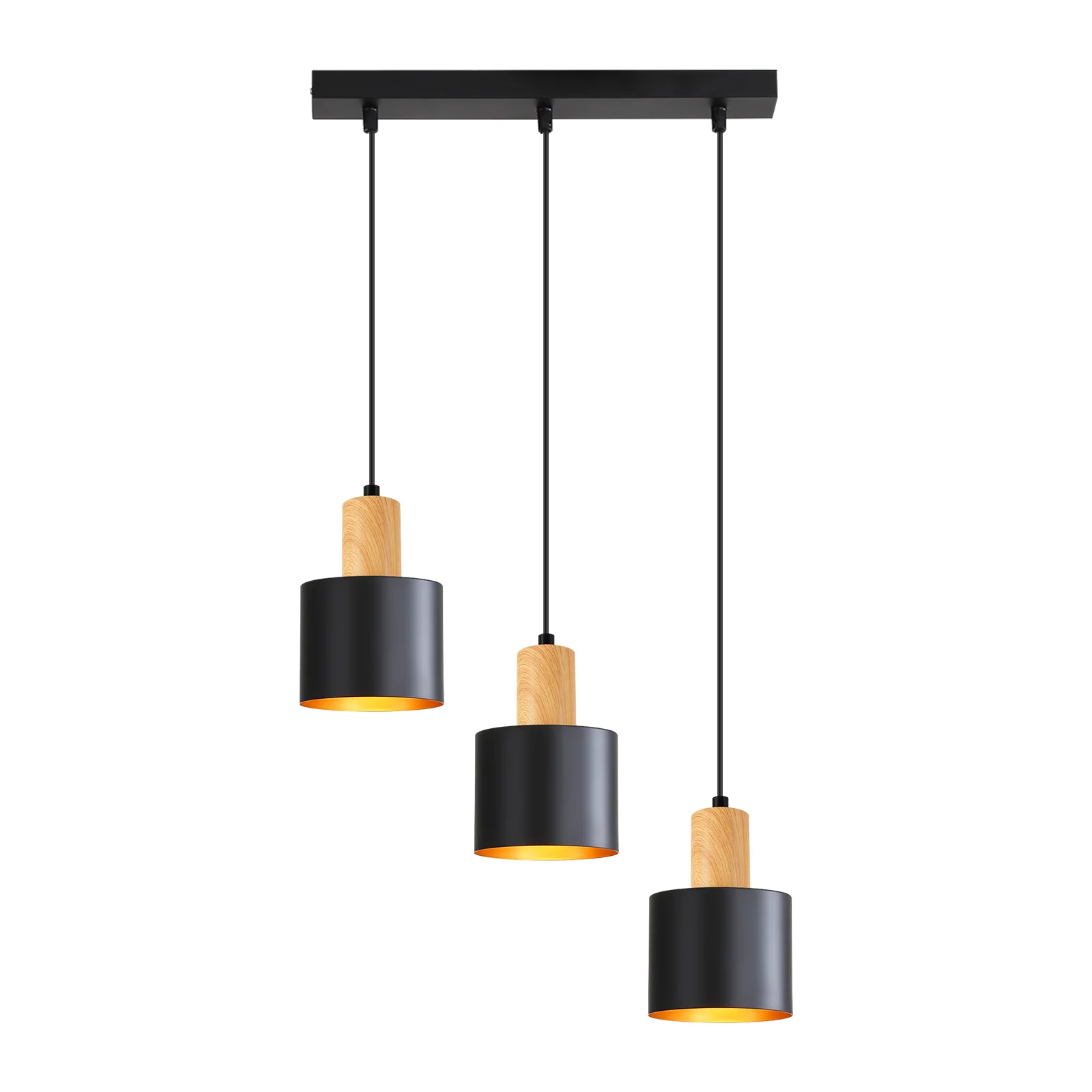 ZMH Pendelleuchte E27 Schwarz Vintage 3 Flammig Höhenverstellbar Hängelampe Für Esstisch Küche