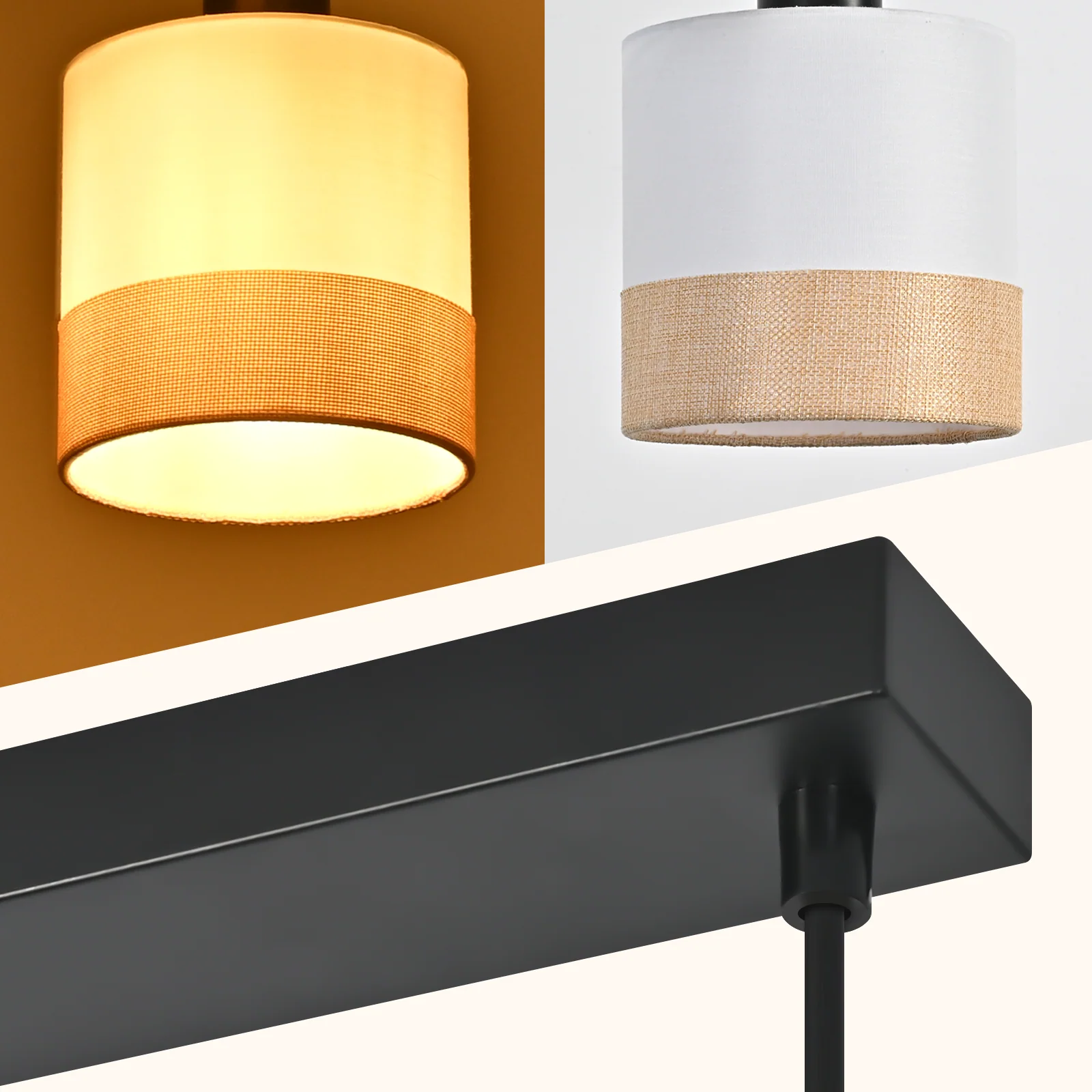 ZMH Pendelleuchte Vintage 4 flammig Weiß Stoff Höhenverstellbar E27 Retro Hängende Hängelampe - Image 8