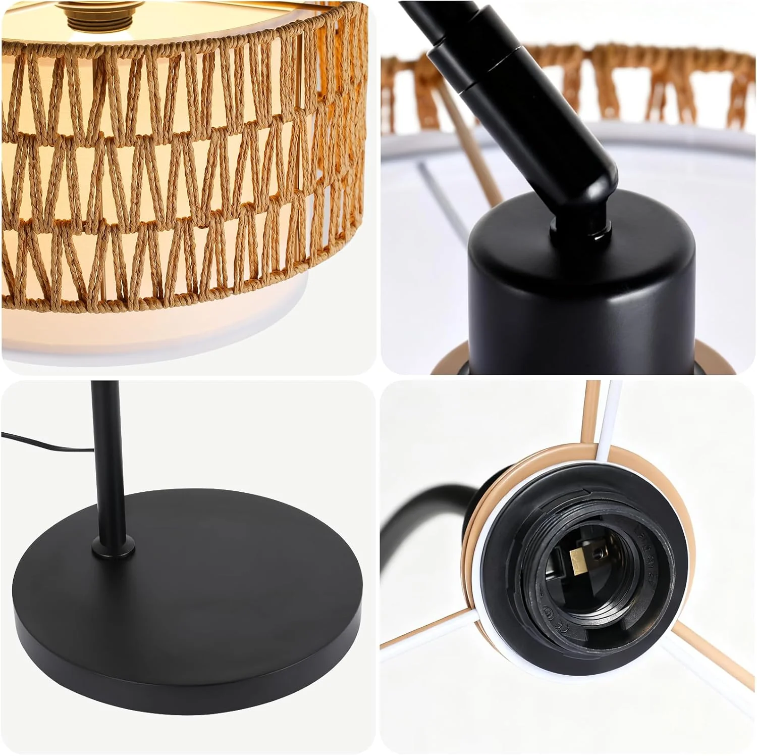 ZMH Stehlampe Boho Rattan Gold E27 Dimmbare Leselampe mit Fernbedienung für Schlafzimmer Büro - Image 15