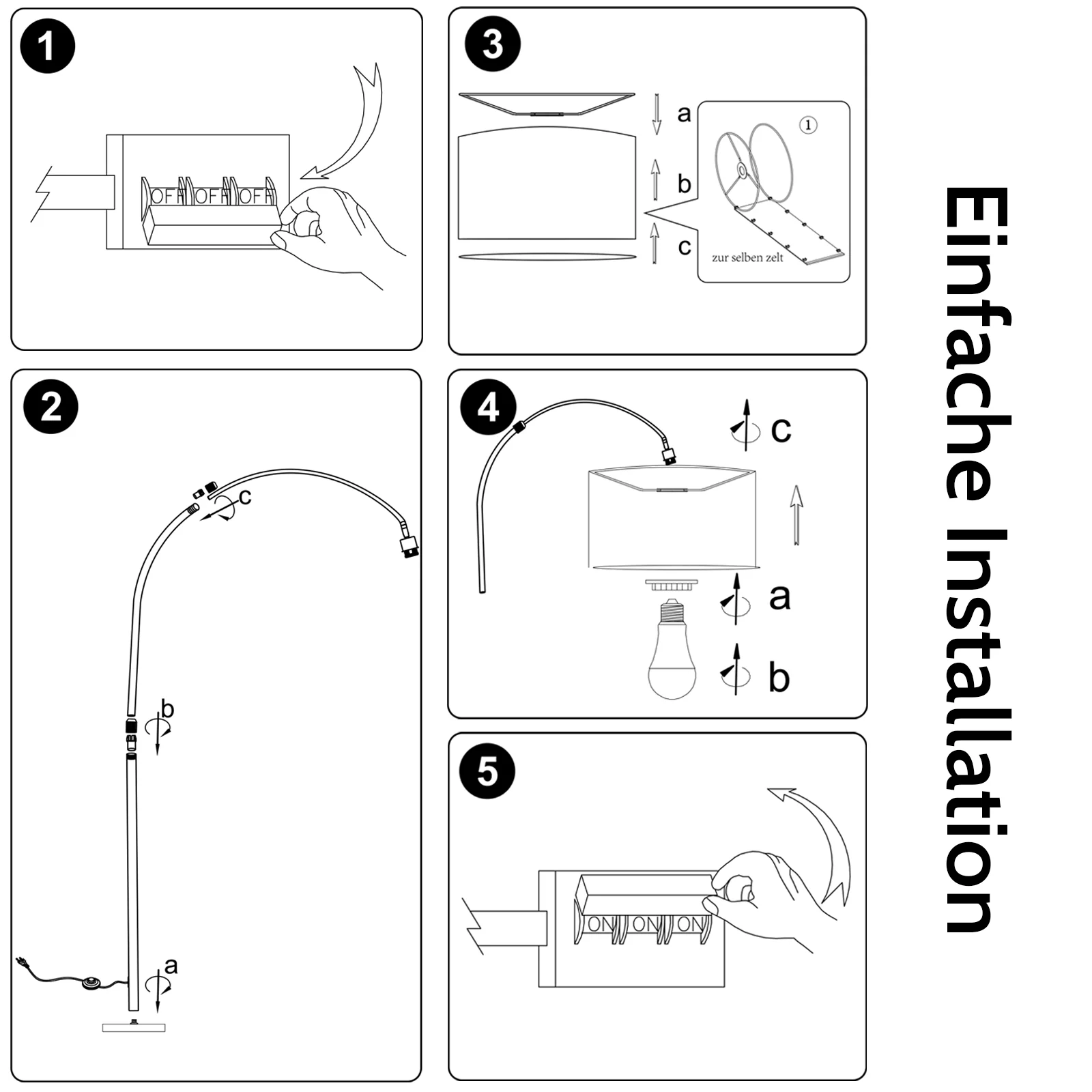 ZMH Stehlampe Stoffschirm 181CM mit Marmorsockel E27 Bogenlampe für Wohnzimmer Ohne Leuchtmittel - Image 2