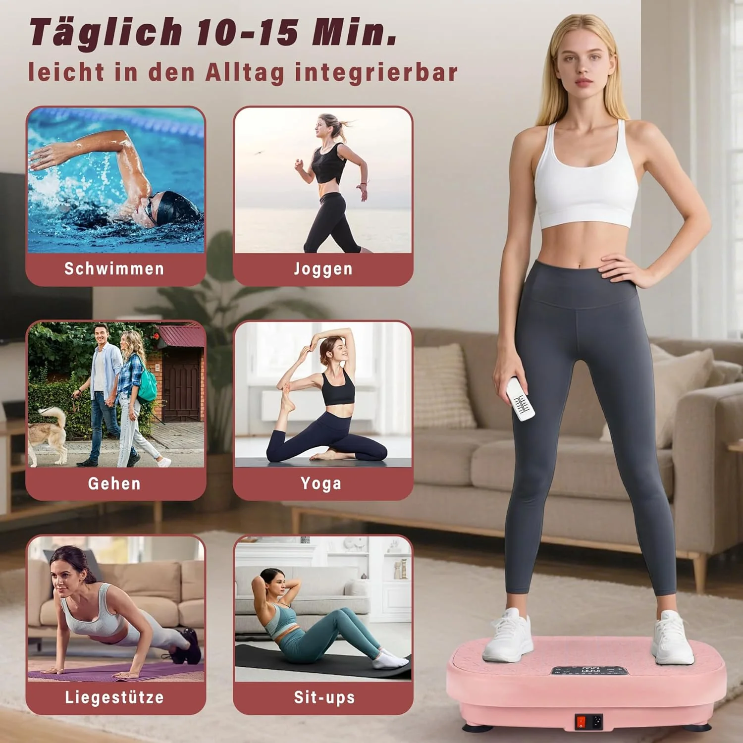 ZMH Vibrationsplatte bis 150kg 9 Automatik Programme Ganzkörpertraining - Image 5