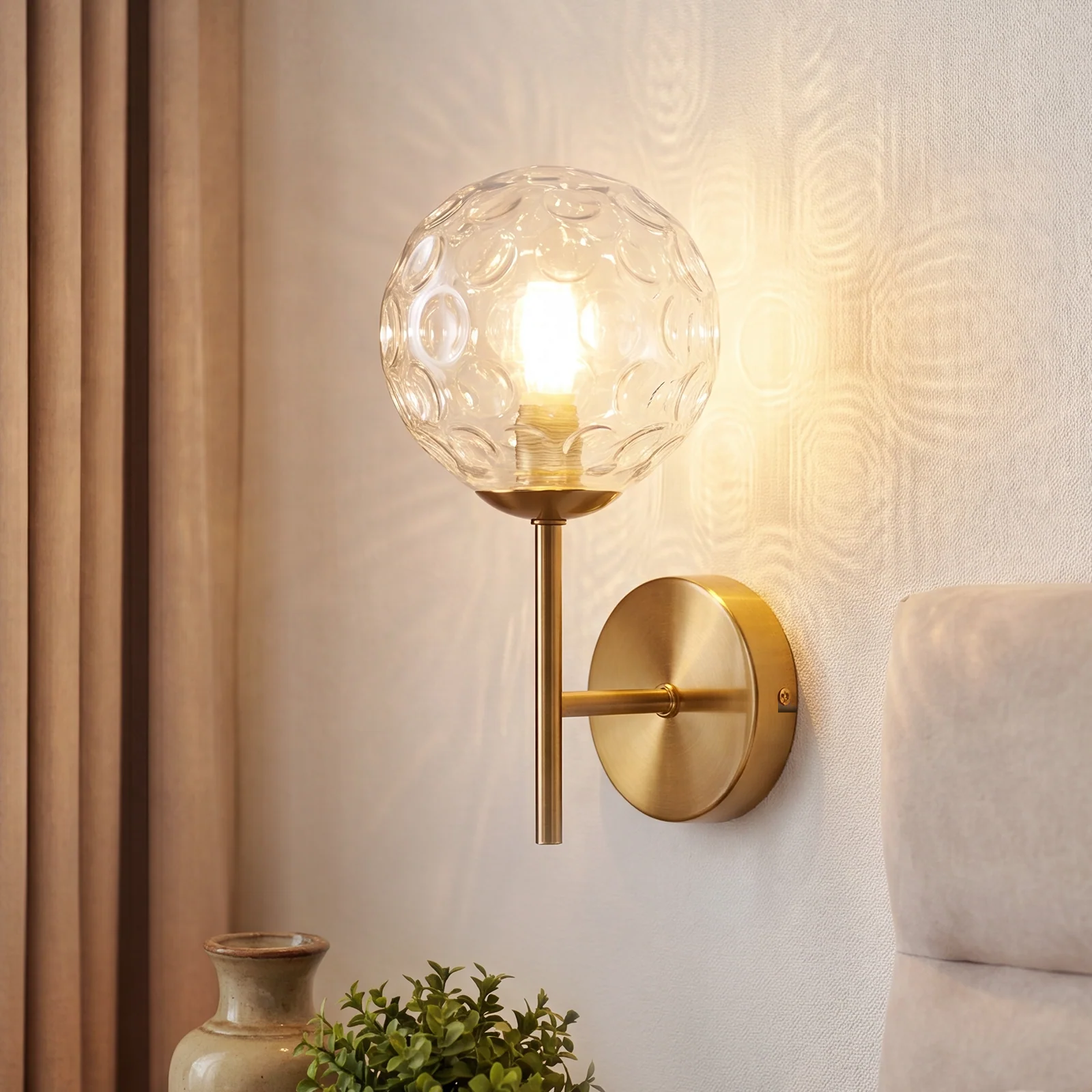 ZMH Wandleuchte Glaskugel G9 Wandlampe Metall Modern 24CM Vintage Nachttischlampe für Wohnzimmer - Image 2