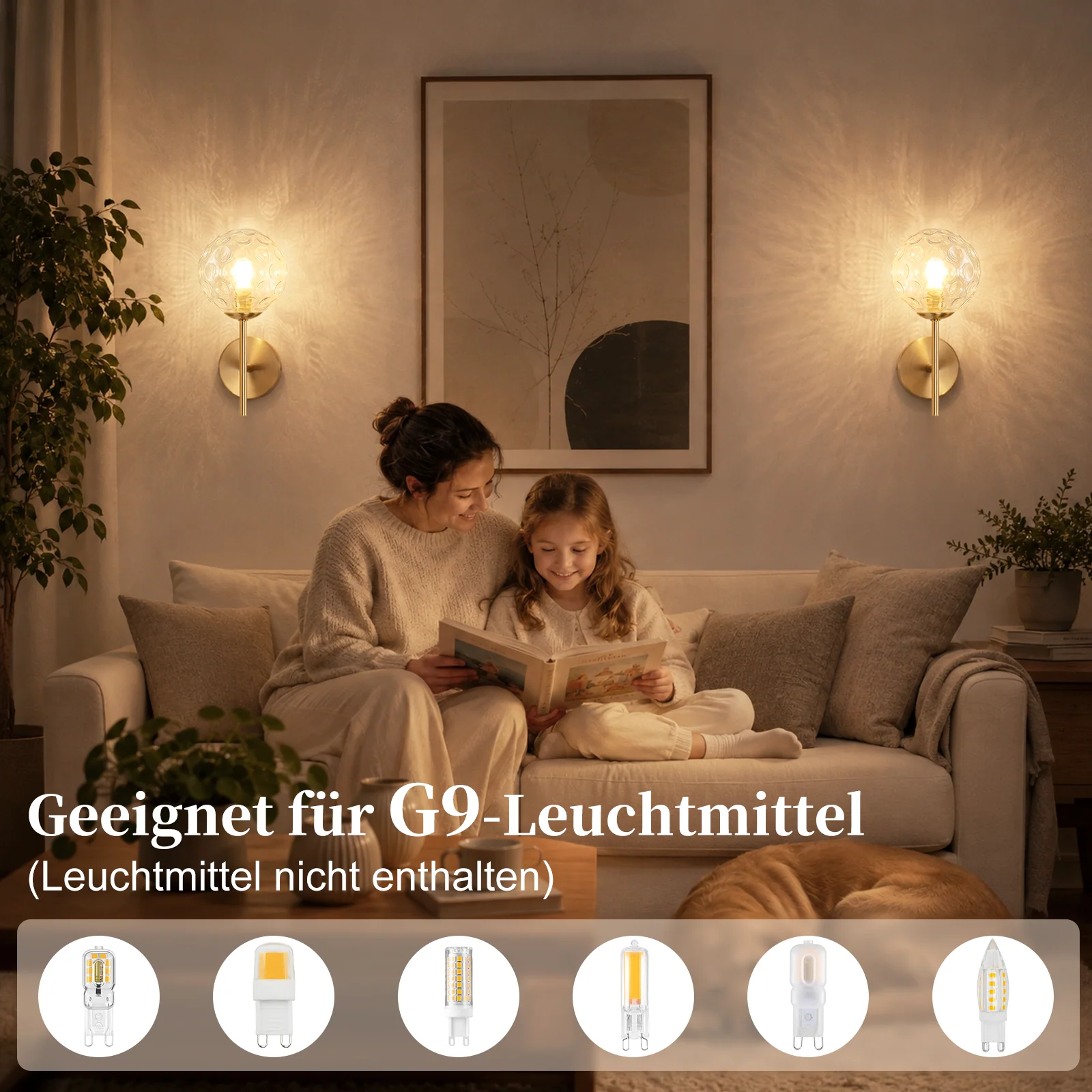 ZMH Wandleuchte Glaskugel G9 Wandlampe Metall Modern 24CM Vintage Nachttischlampe für Wohnzimmer - Image 4