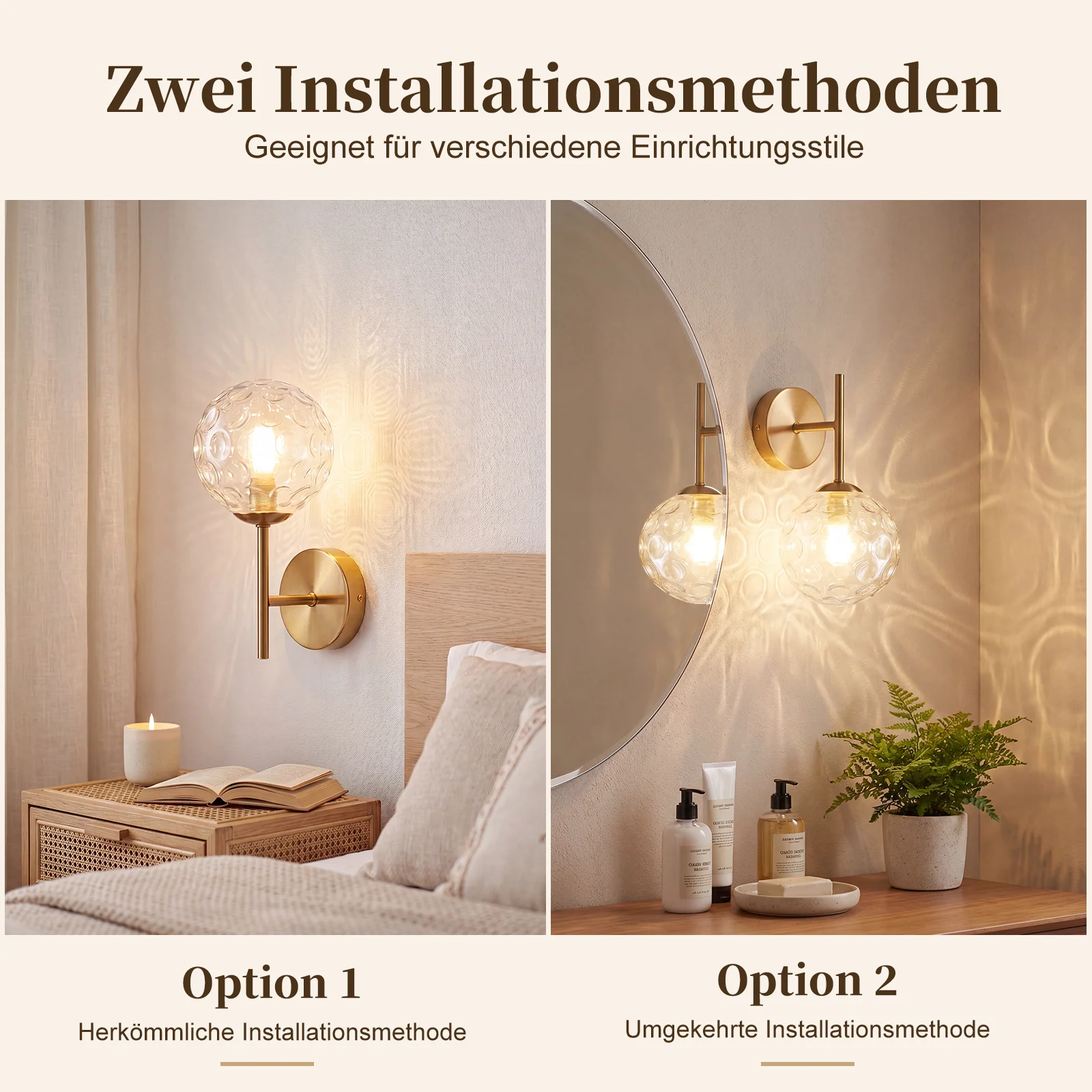 ZMH Wandleuchte Glaskugel G9 Wandlampe Metall Modern 24CM Vintage Nachttischlampe für Wohnzimmer - Image 6