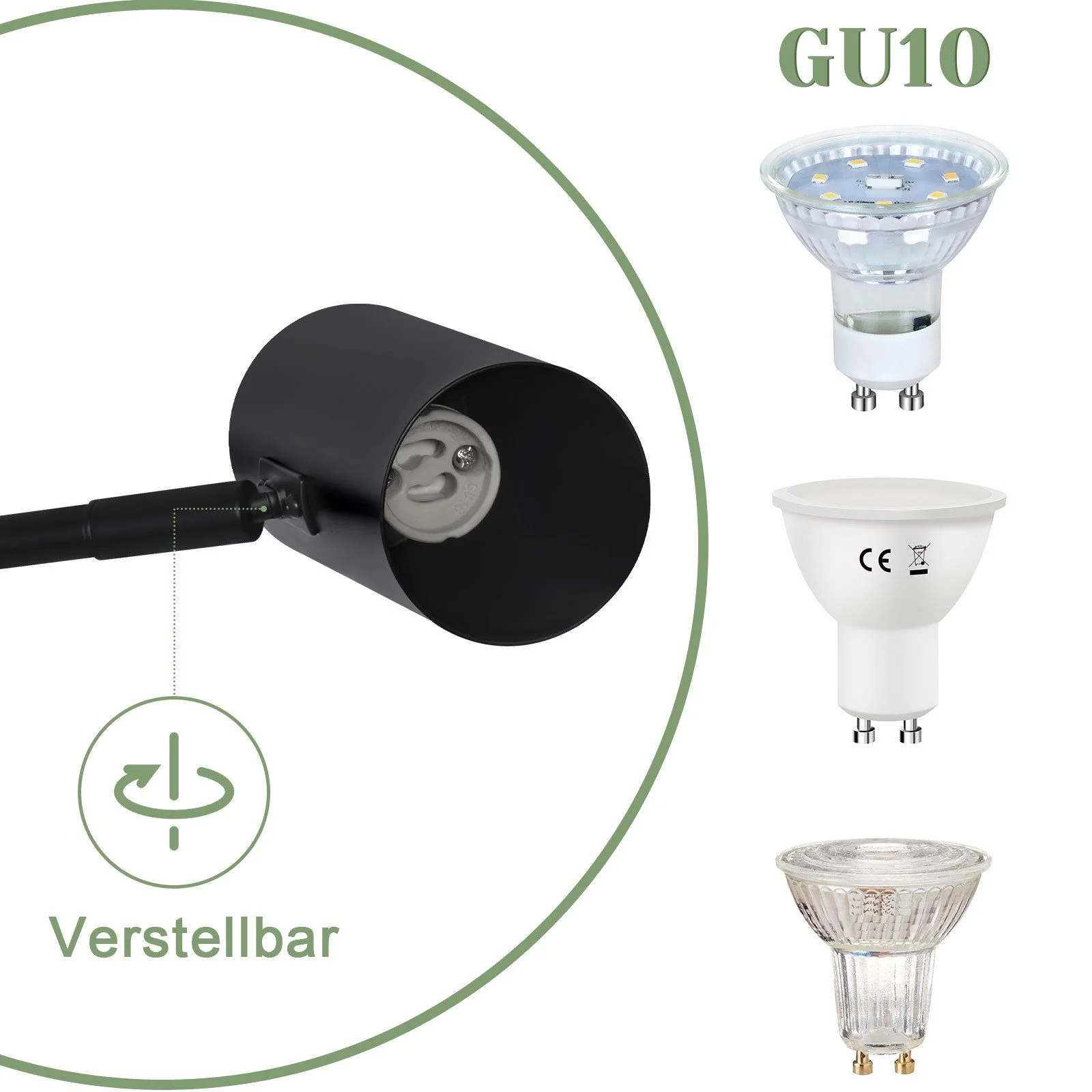 ZMH Wandleuchte Innen Schwarz Modern GU10 Schwenkbar Vintage Wandstrahler Für Wohnzimmer Flur 2ER - Image 8