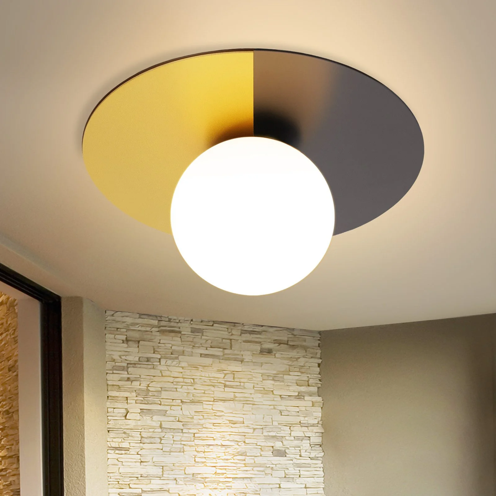 ZMH Wandleuchte Vintage Schwarzgold E14 Modern Deckenlampe für Flur Wohnzimmer - Image 3