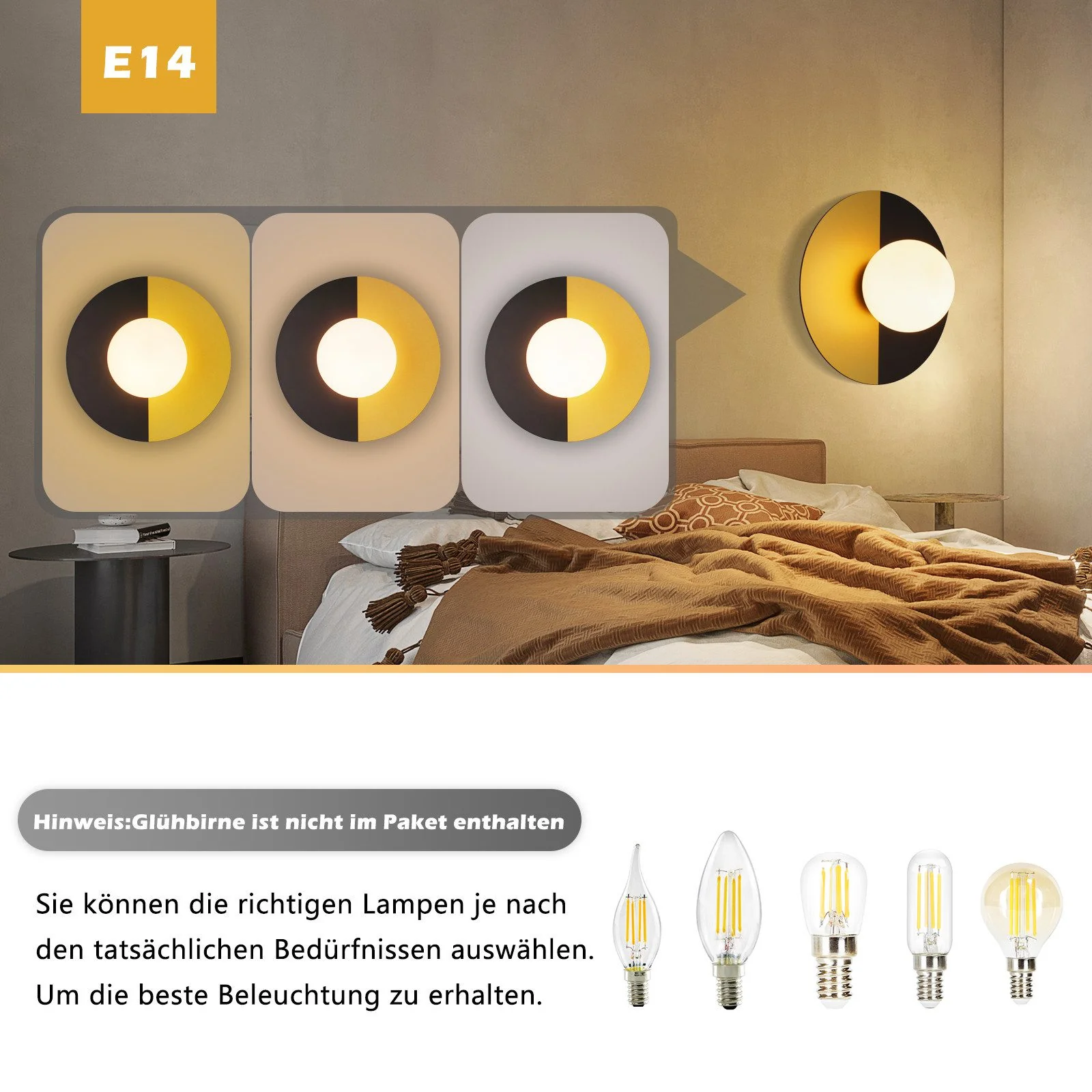 ZMH Wandleuchte Vintage Schwarzgold E14 Modern Deckenlampe für Flur Wohnzimmer - Image 6