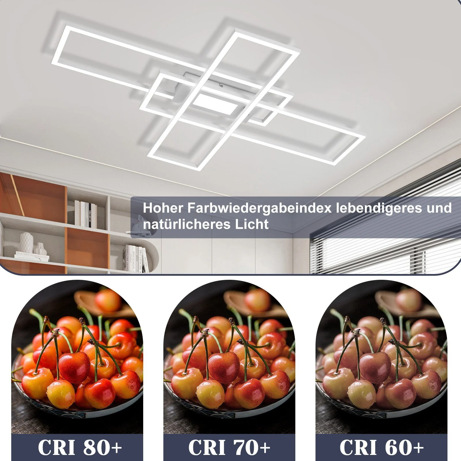 ZMH Wohnzimmer LED Deckenleuchte 50w 3 Rahmen Deckenleuchte mit Fernbedienung Modern Flur - Image 12