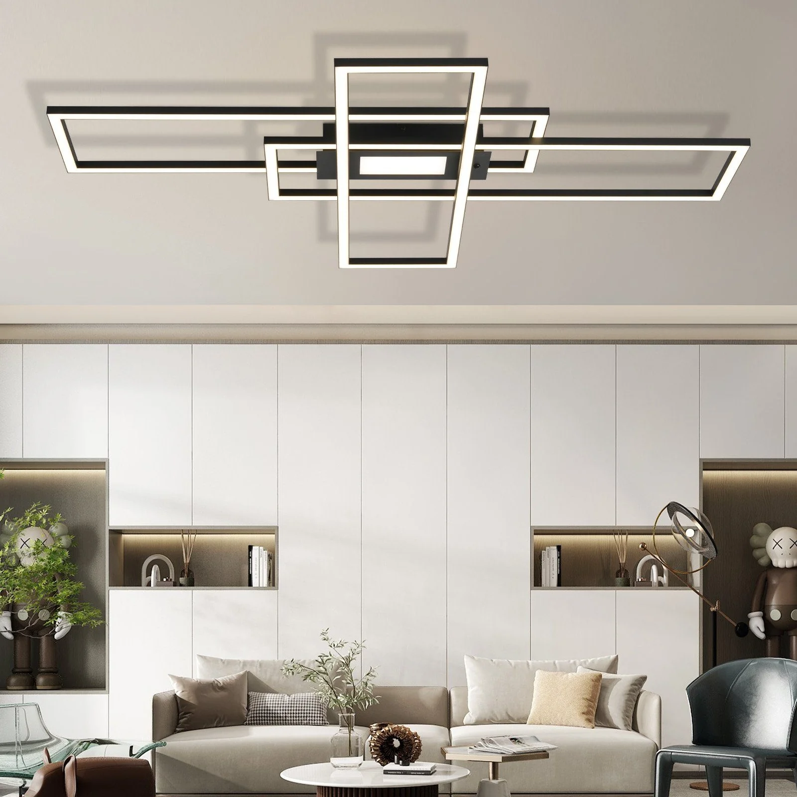 ZMH Wohnzimmer LED Deckenleuchte 50w 3 Rahmen Deckenleuchte mit Fernbedienung Modern Flur - Image 15