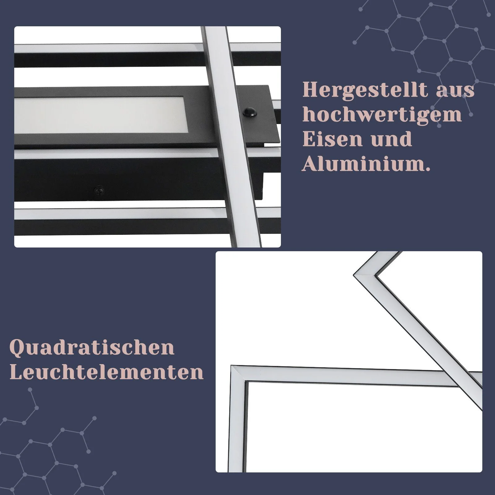 ZMH Wohnzimmer LED Deckenleuchte 50w 3 Rahmen Deckenleuchte mit Fernbedienung Modern Flur - Image 18