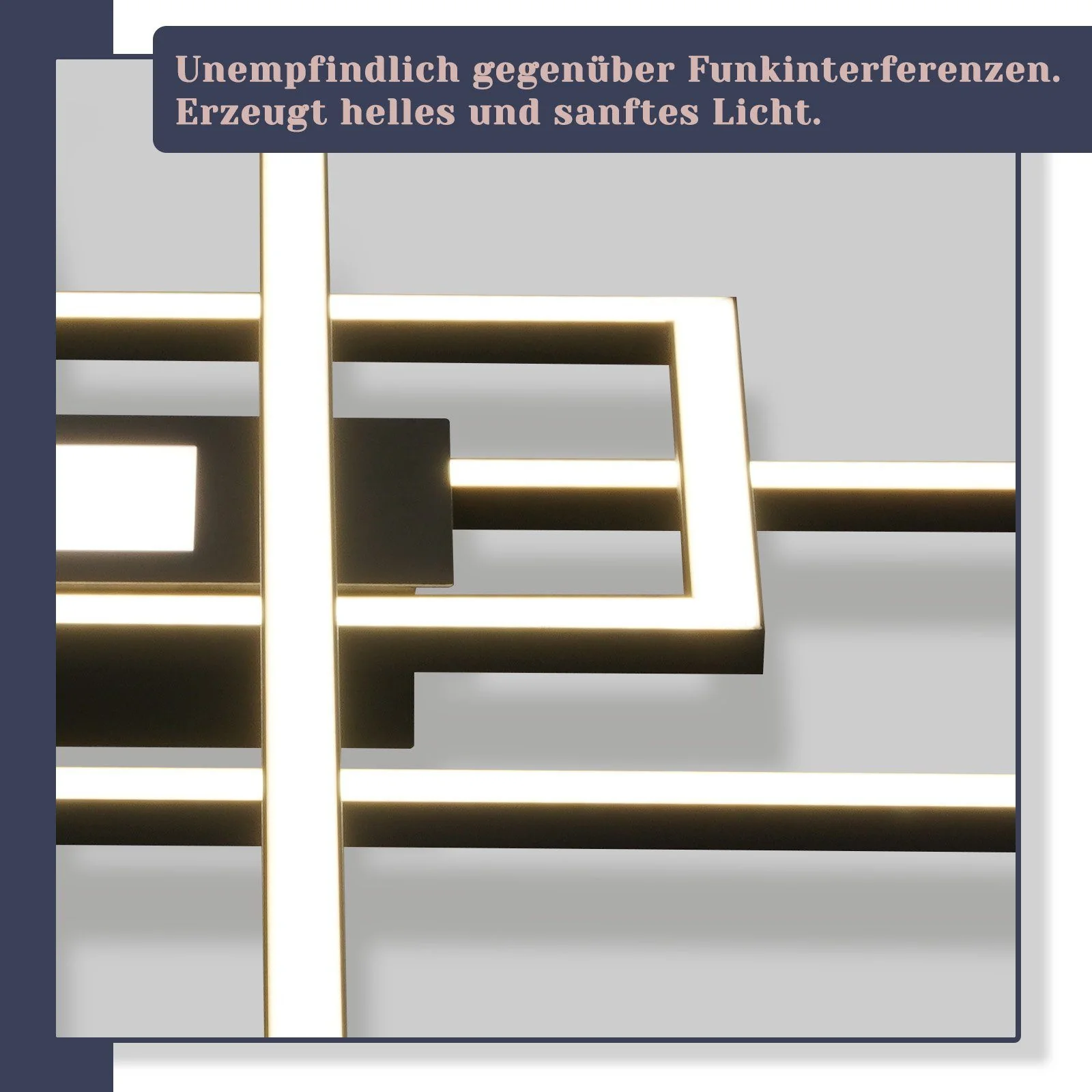 ZMH Wohnzimmer LED Deckenleuchte 50w 3 Rahmen Deckenleuchte mit Fernbedienung Modern Flur - Image 19