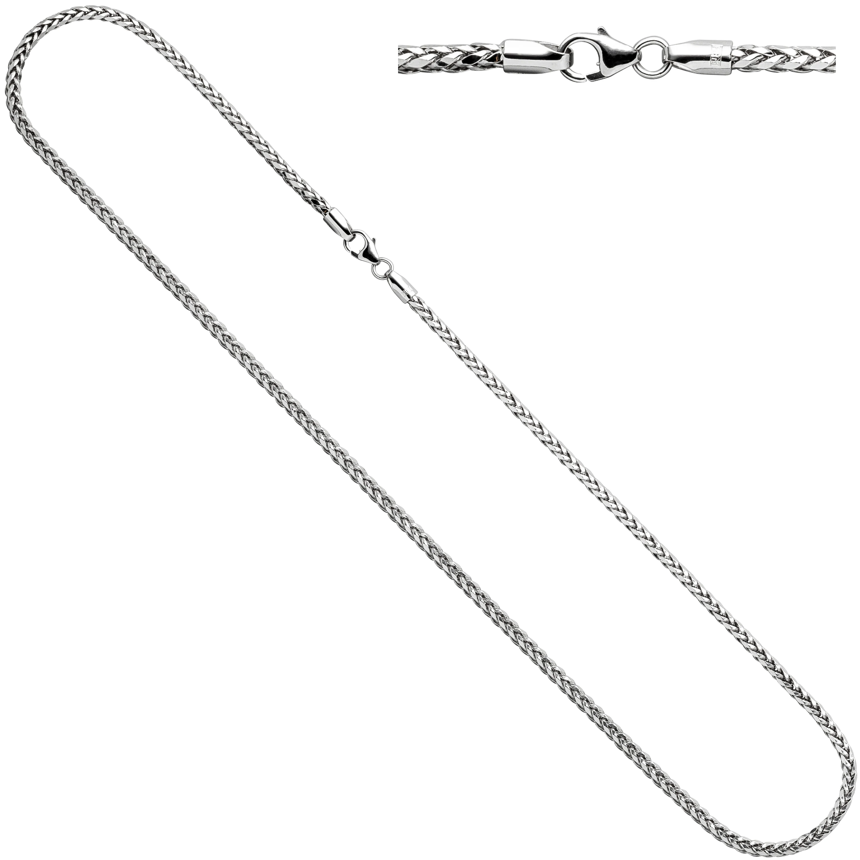 Zopfkette 585 Gold Weißgold 2,3 mm 45 cm Kette Halskette Weißgoldkette Karabiner - Image 2